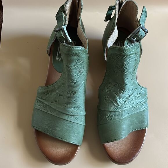 Miz Mooz Leather Heeled Sandals - Corra - in Aloe Size 37/7  NÉW - Picture 2 of 6
